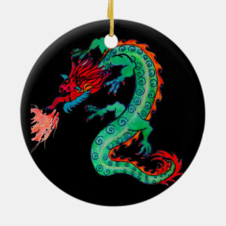 Feuer-atmendrache auf Feiertags-Verzierung Keramik Ornament