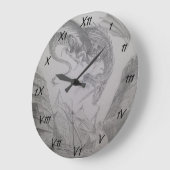 Feuer-atmendrache, der Wikinger-Boot in Angriff Große Wanduhr (Winkel)