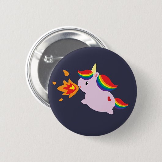 Feuer-AtmenEinhorn Button (Vorne & Hinten)