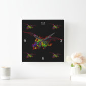 Feuer-atmenfliegen-Drachen Quadratische Wanduhr (Zuhause)