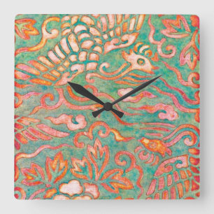 Feuer-Atmensüdwestwüsten-Drachen Quadratische Wanduhr