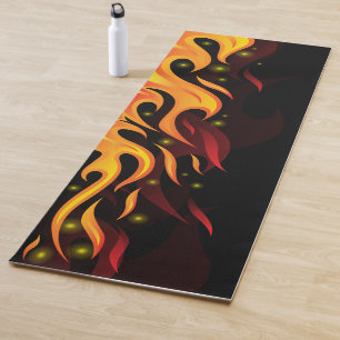 Feuer auf schwarzem Hintergrund Yogamatte