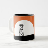 Feuer Ausblick Tower Sunset Zweifarbige Tasse (Vorderseite Links)