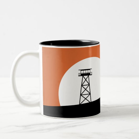 Feuer Ausblick Tower Sunset Zweifarbige Tasse (Links)