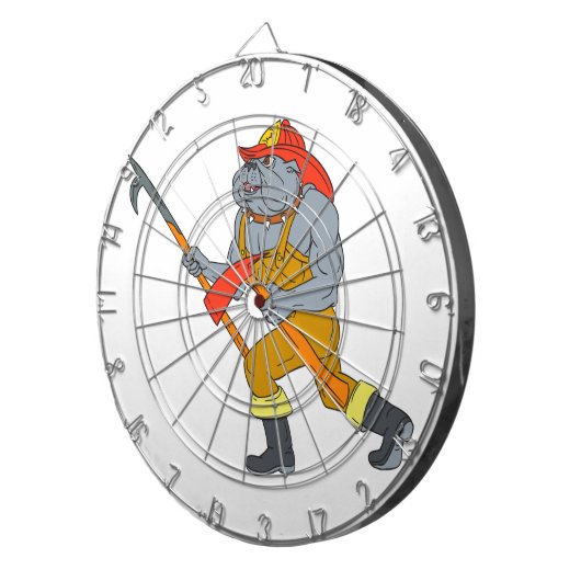 Feuer-Axt-Zeichnen Bulldoggen-Feuerwehrmann-Pikes Dartscheibe (Vorderseite rechts)