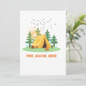 Feuer. Bacon. Bier. –Camping Feiertagskarte (Stehend Vorderseite)