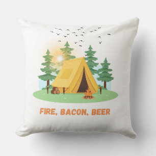 Feuer. Bacon. Bier. –Camping Kissen