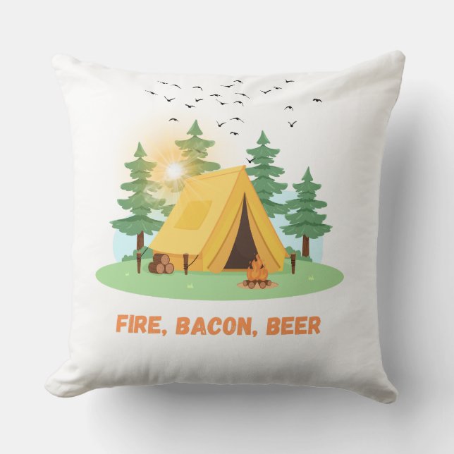 Feuer. Bacon. Bier. –Camping Kissen (Vorderseite)