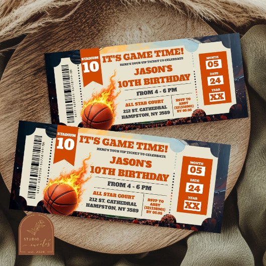 Feuer Basketball Slam Dunk Spiel Ticket Geburtstag