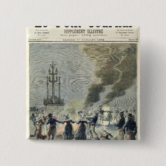 Feuer beleuchtet, um die Sommersonnenwende herein Button (Vorderseite)