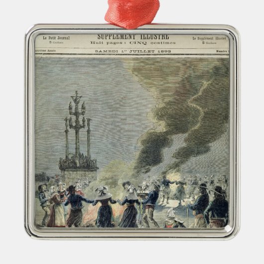 Feuer beleuchtet, um die Sommersonnenwende herein Ornament Aus Metall (Vorne)