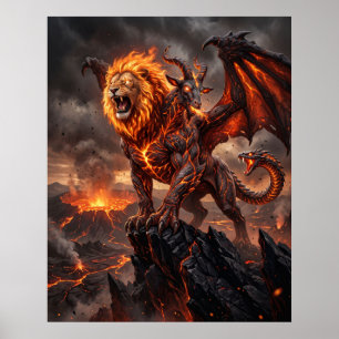 Feuer-Chimäre-Mythos-Caldera-Kunst Poster