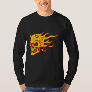 Feuer-Dämon-Totenkopf-Köpfe Grunge Punk Metal T-Shirt