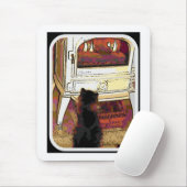 Feuer, das Miezekatze anstarrt Mousepad (Mit Mouse)