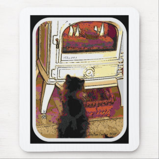 Feuer, das Miezekatze anstarrt Mousepad