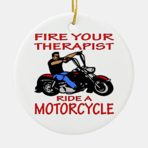 Feuer dein Therapeut mit einem Motorrad Keramikornament