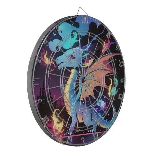 Feuer des verzauberten Drachen Dartscheibe (Vorderseite Links)