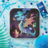 Feuer des verzauberten Drachen Pappteller (Party)