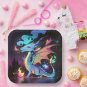 Feuer des verzauberten Drachen Pappteller (Party)