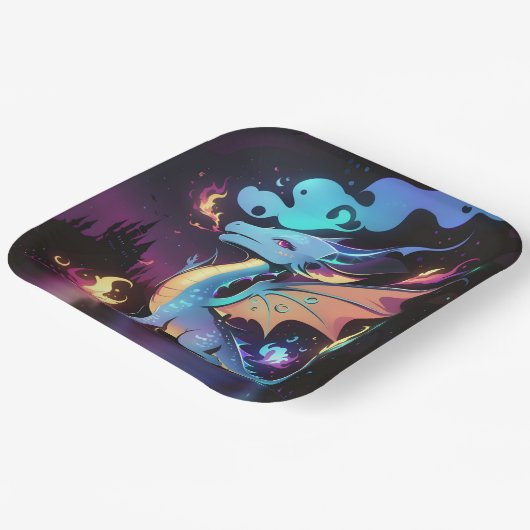 Feuer des verzauberten Drachen Pappteller (Gewinkelt)