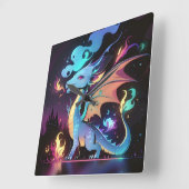 Feuer des verzauberten Drachen Quadratische Wanduhr (Winkel)