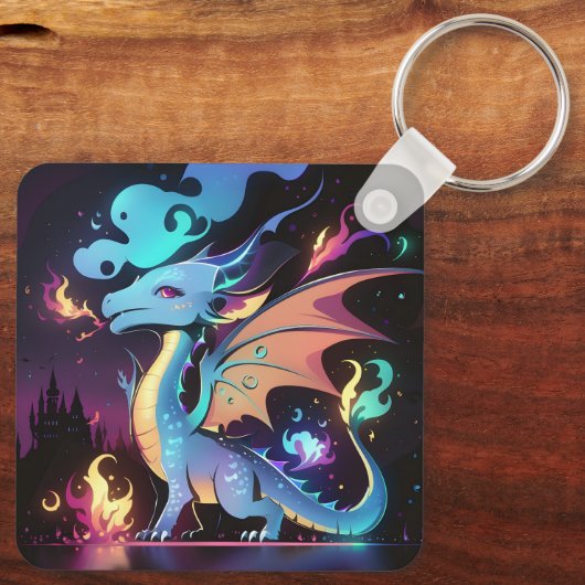 Feuer des verzauberten Drachen Schlüsselanhänger (Rückseite)