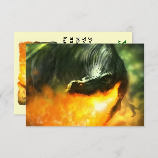 Feuer-Dinosaurier oder Dragon von Michael Maher Einladung (Vorne/Hinten)