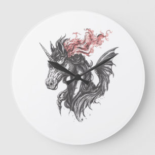 Feuer-Drache-Einhorn-Hybrid (1) Große Wanduhr