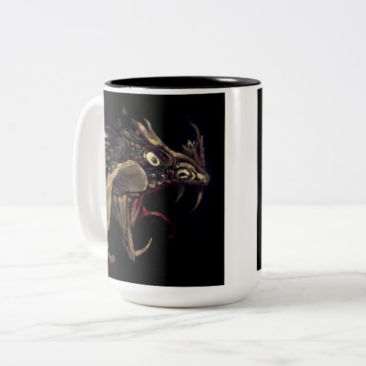 Feuer-Drache-Email-Kunst Zweifarbige Tasse (Vorderseite Links)