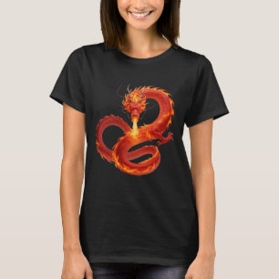 Feuer Drache Fantasy Kunst Design, Mythisches Wese T-Shirt