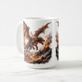 Feuer-Drache Tasse | Flammender Drache Akzent Kaff (Vorderseite Links)