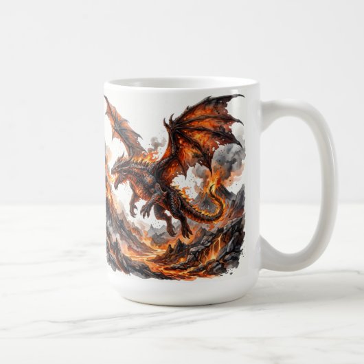 Feuer-Drache Tasse | Flammender Drache Akzent Kaff (Rechts)
