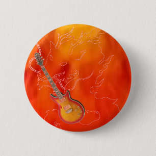 Feuer-Drachekirschgitarrenknopf Button