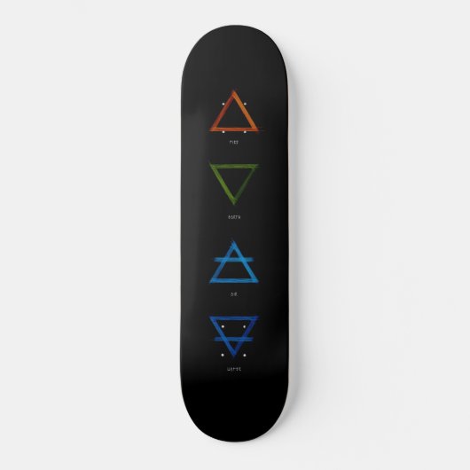Feuer, Erde, Luft und Wasser sind die vier Element Skateboard (Vorderseite)