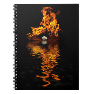 Feuer Flammen Burning Hot White Rose Notebook Notizblock