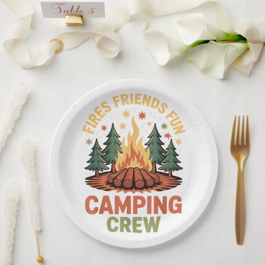Feuer Freunde Spaß Camping Pappteller (Hochzeit)