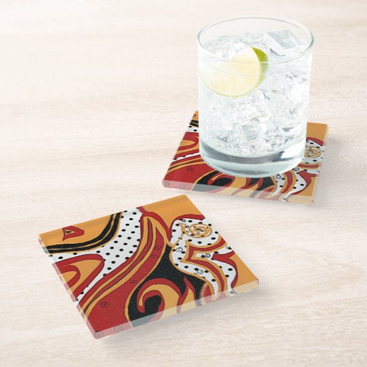 Feuer Glasuntersetzer (Schrägansicht)