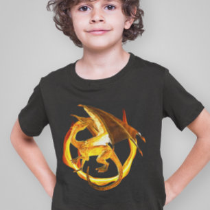 Feuer Gold Flamme Drache Magische Fantasie T-Shirt
