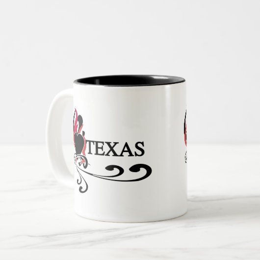 Feuer-Herz Texas Zweifarbige Tasse (Vorderseite Links)