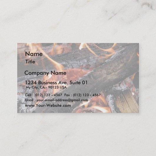 Feuer-hölzernes Flammen-Brennen Visitenkarte (Vorderseite)