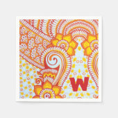 Feuer Hot Red Orange Yellow Boho Blumenmuster Serviette (Vorderseite)