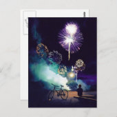 "Feuer im Himmel" Feuerwerk Wasserfarben Kunst Postkarte (Vorne/Hinten)