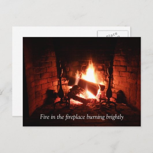 Feuer im Kamin Postkarte (Vorne/Hinten)