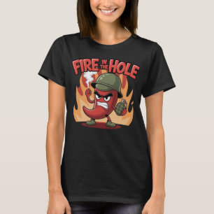Feuer im rauen Hole-Chili Pfeffer Funny Food T-Shirt
