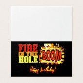 FEUER IN DER LOLE BOOM! Geburtskarte (Außenseite Aufgefaltet)