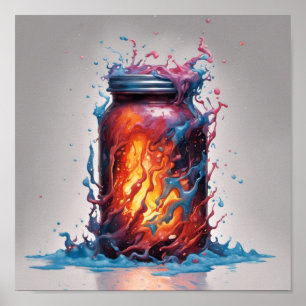 Feuer in einem Glasposter Poster