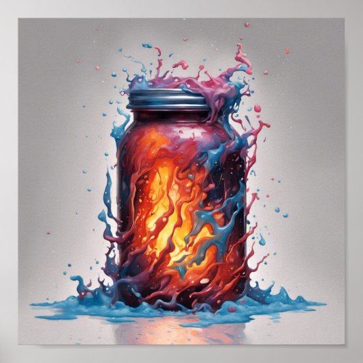 Feuer in einem Glasposter Poster (Vorne)