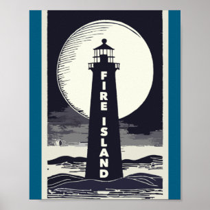 Feuer Insel Leuchtturm New York Mond Poster