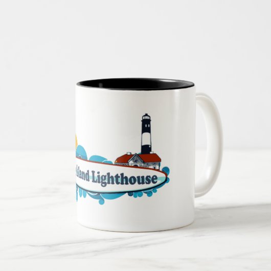 Feuer-Insel-Leuchtturm Zweifarbige Tasse (VorderseiteRechts)