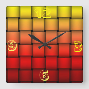 Feuer Kariert Happy Geburtstag Quadratische Wanduhr